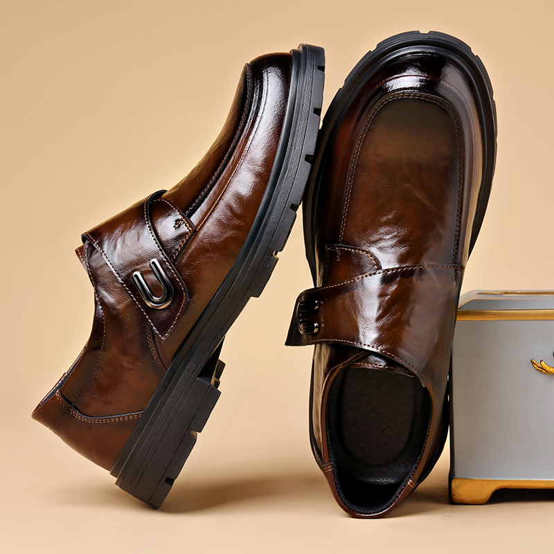 Leather Work Dress - Slip on Business men's leather shoes