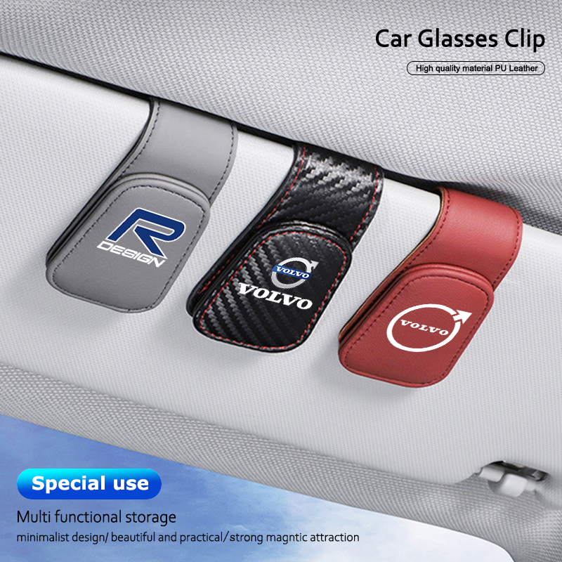 Leatherwork Clamp - Car Sun Visor Glasses Clip Magnetic