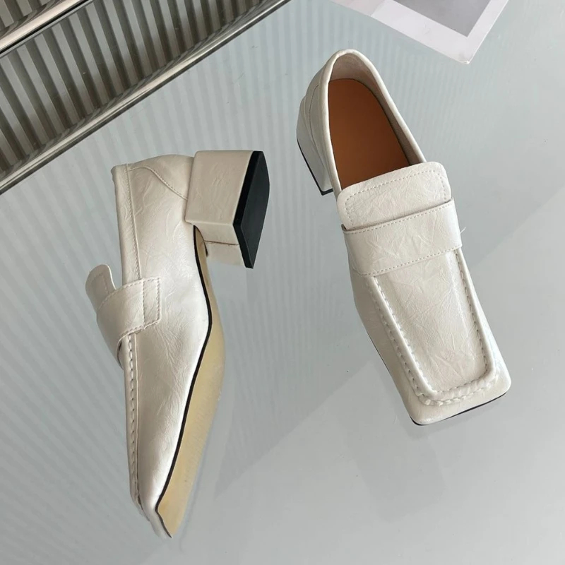 Women Square Toe Chunky Heel D - Leather Work Dress のレビューと価格