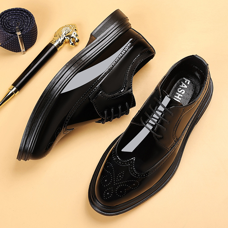 Men's Patent Leather Brogue Dr - Leather Work Dress のレビューと価格