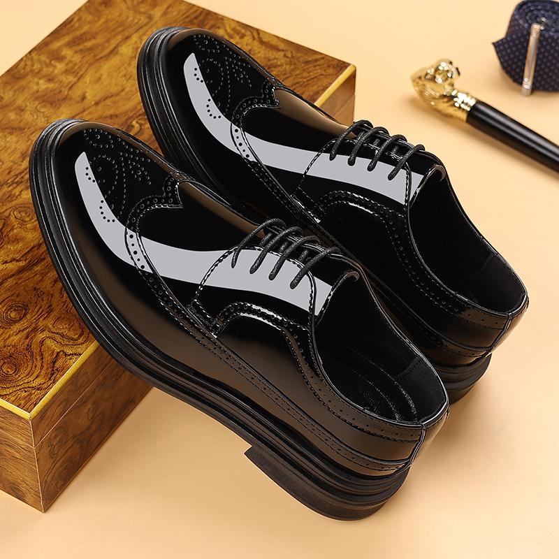 Men's Patent Leather Brogue Dr - Leather Work Dress のレビューと価格
