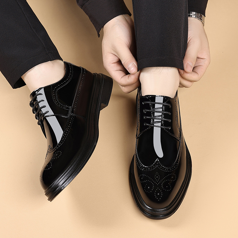 Men's Patent Leather Brogue Dr - Leather Work Dress のレビューと価格