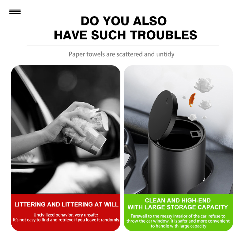 Car Trash Can Ashtray Storage  - Leather Work For Car のレビューと価格