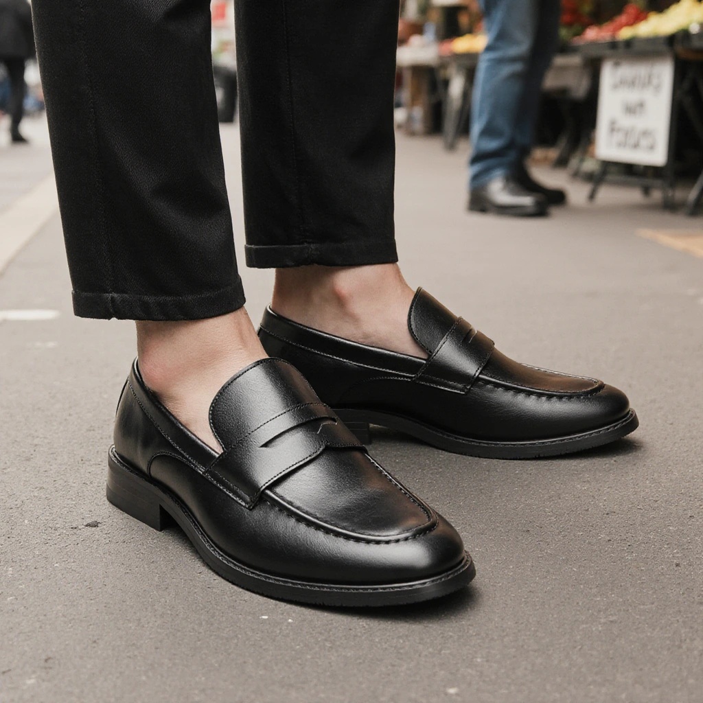 Men's Black Penny Loafers Clas - Leather Work Dress のレビューと価格