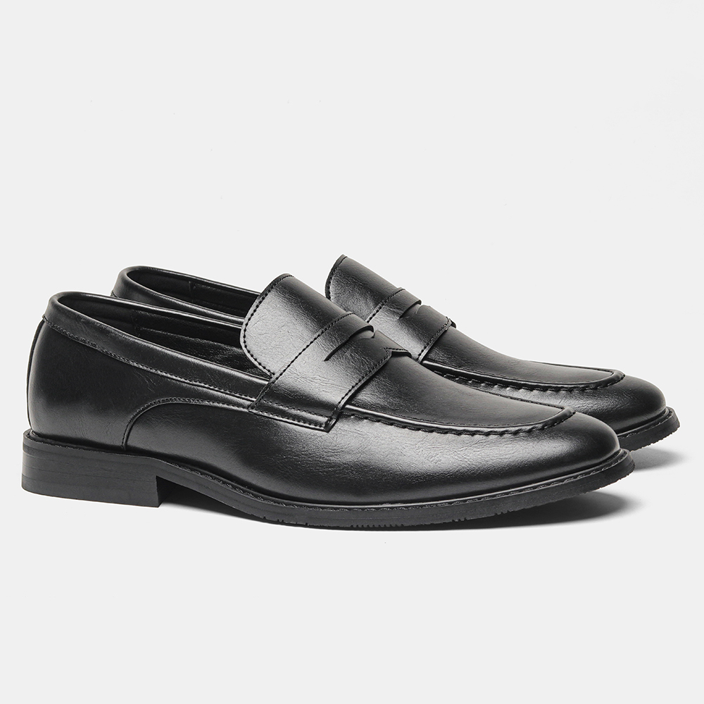 Men's Black Penny Loafers Clas - Leather Work Dress のレビューと価格