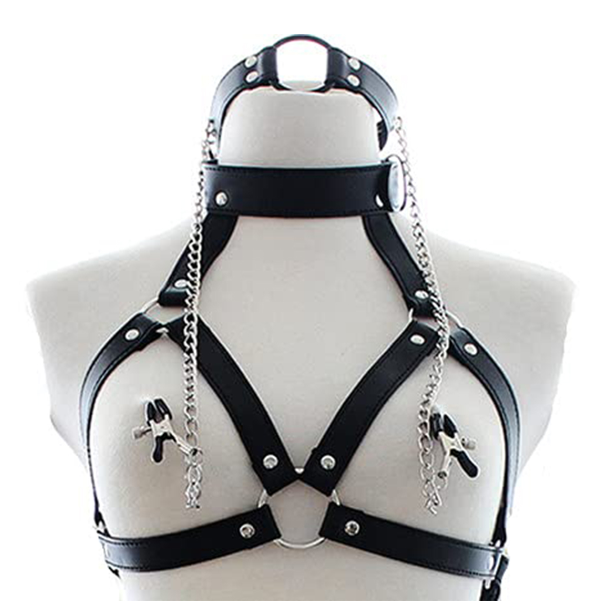 PU Leather Bondage Choker Coll - Leatherwork Clamp のレビューと価格