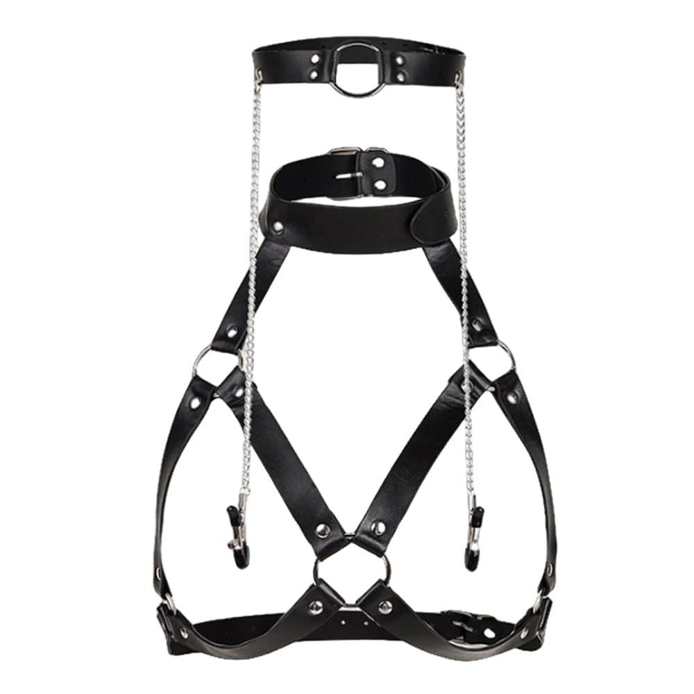 PU Leather Bondage Choker Coll - Leatherwork Clamp のレビューと価格